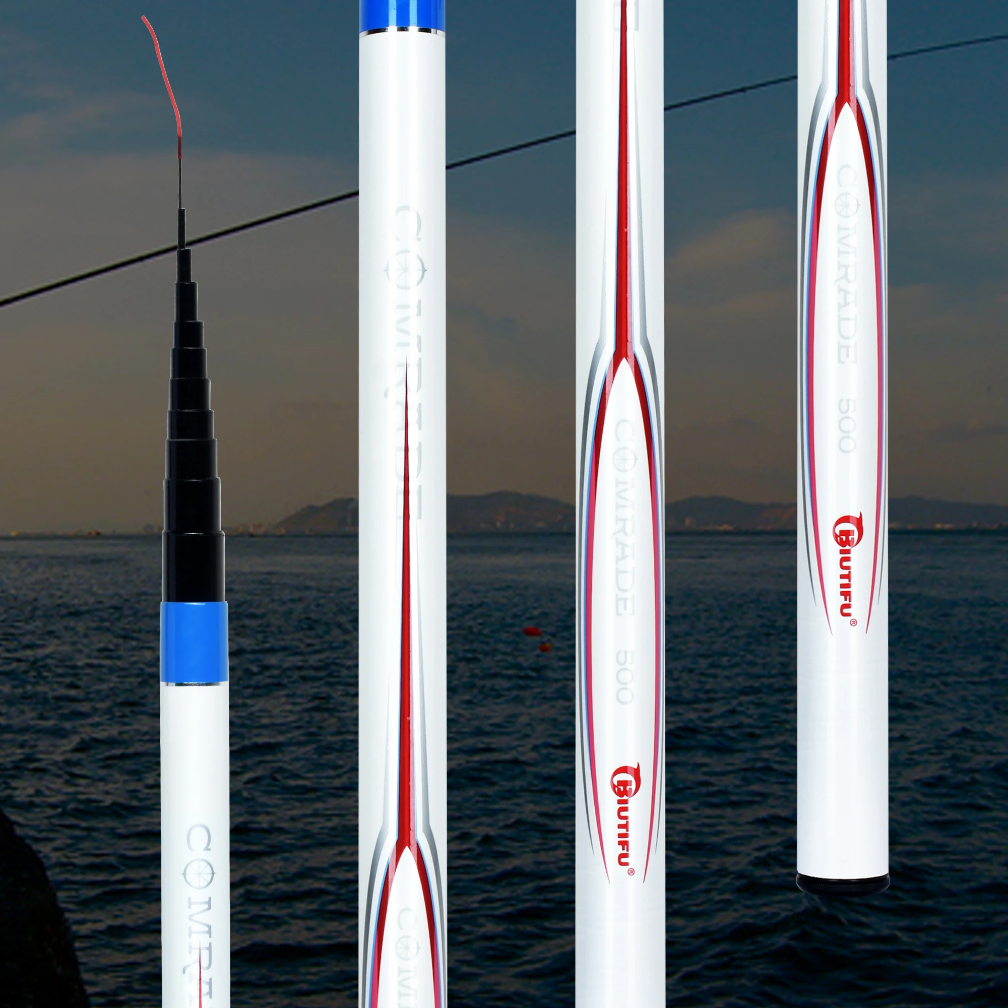 BIUTIFU-Mini caña de pescar telescópica de 5m, supercorta, ultraligera, portátil, para viaje, 52cm - imagen 4