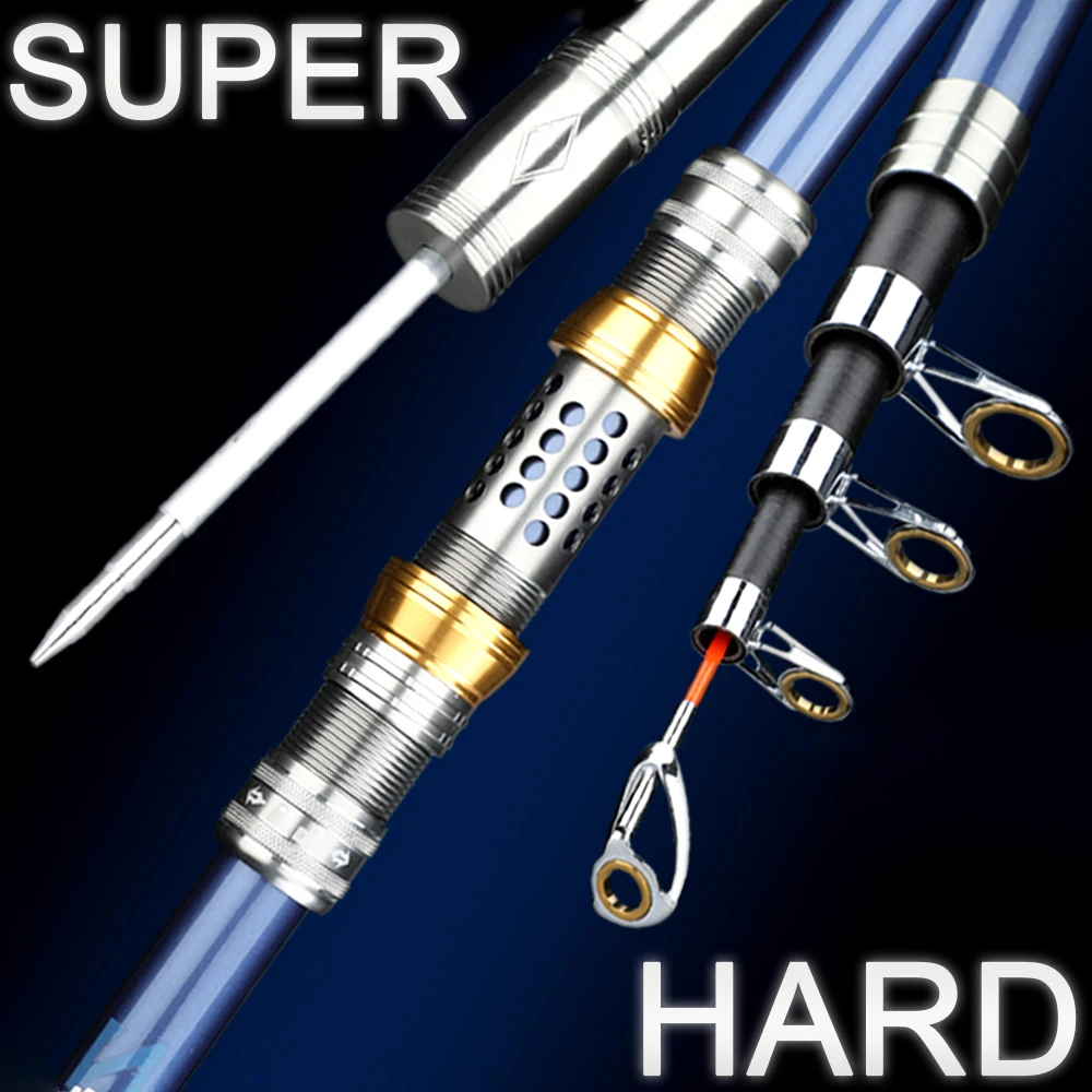 Cañas de pescar telescópicas para Surf, 2,1/2,4/2,7/3,0/3,6 m, potencia giratoria de carbono, lanzamiento de Surfcasting, caña de pescar de fundición larga costera - imagen 2