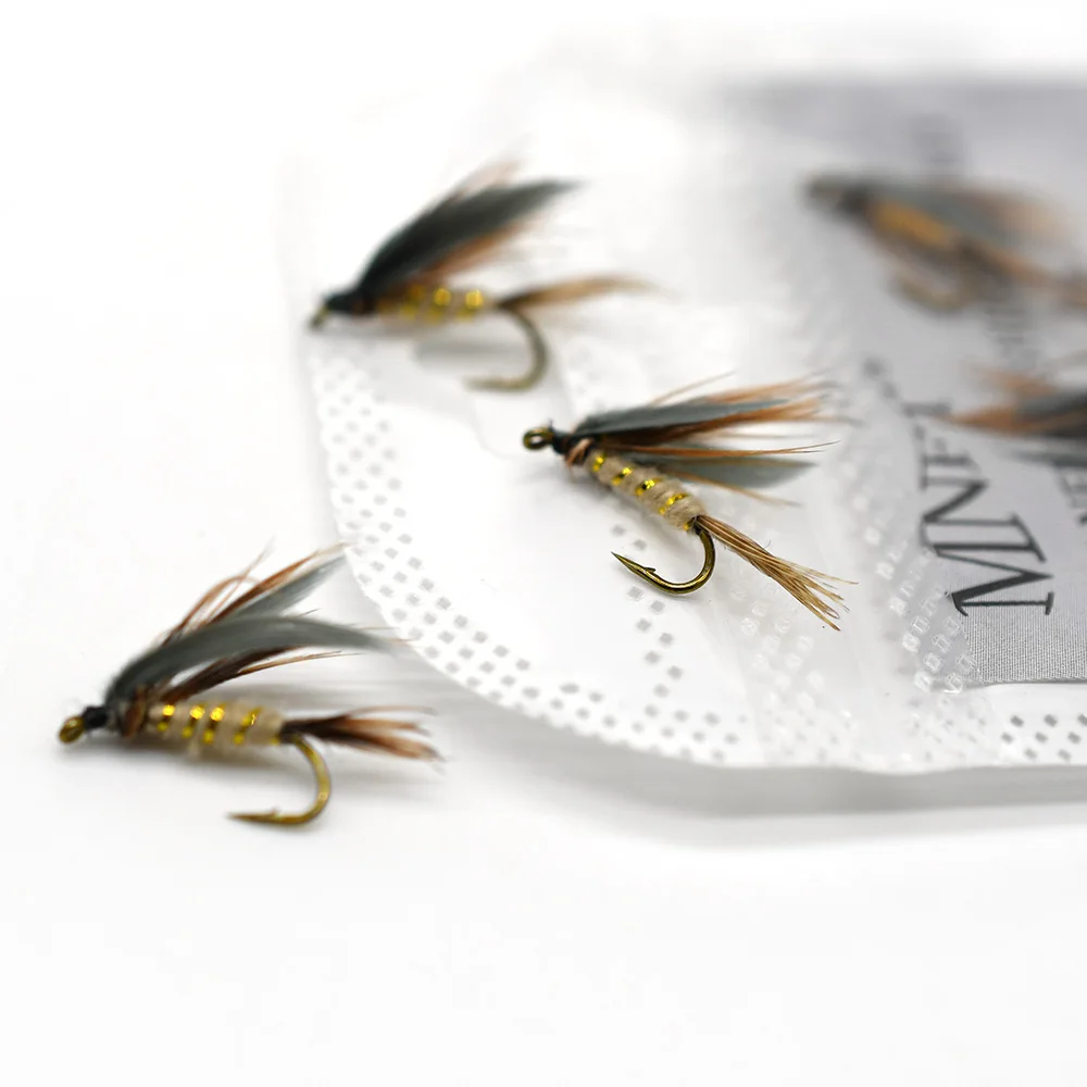 MNFT 10 piezas 12 #   Pavo Real ala quemada mayo mosca trucha pesca Flie anzuelos de púas señuelo de pesca cebo para insectos - imagen 5