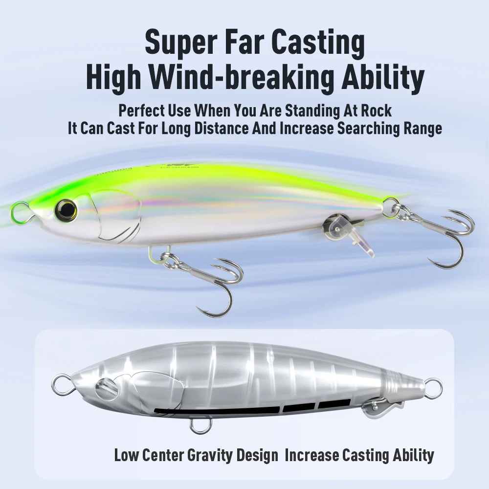 Kingdom-señuelo tipo lápiz que se hunde, fundición lejana, 150mm, 89g, burbuja oscilante de alta frecuencia, alambre de acero inoxidable, cebo de pesca de agua salada Bas - imagen 3