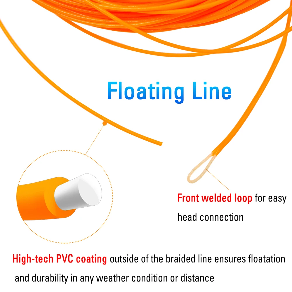 ICERIO-línea de pesca con mosca flotante, WF-5F, UV, naranja, peso hacia adelante, bucle soldado frontal, 85 pies - imagen 3