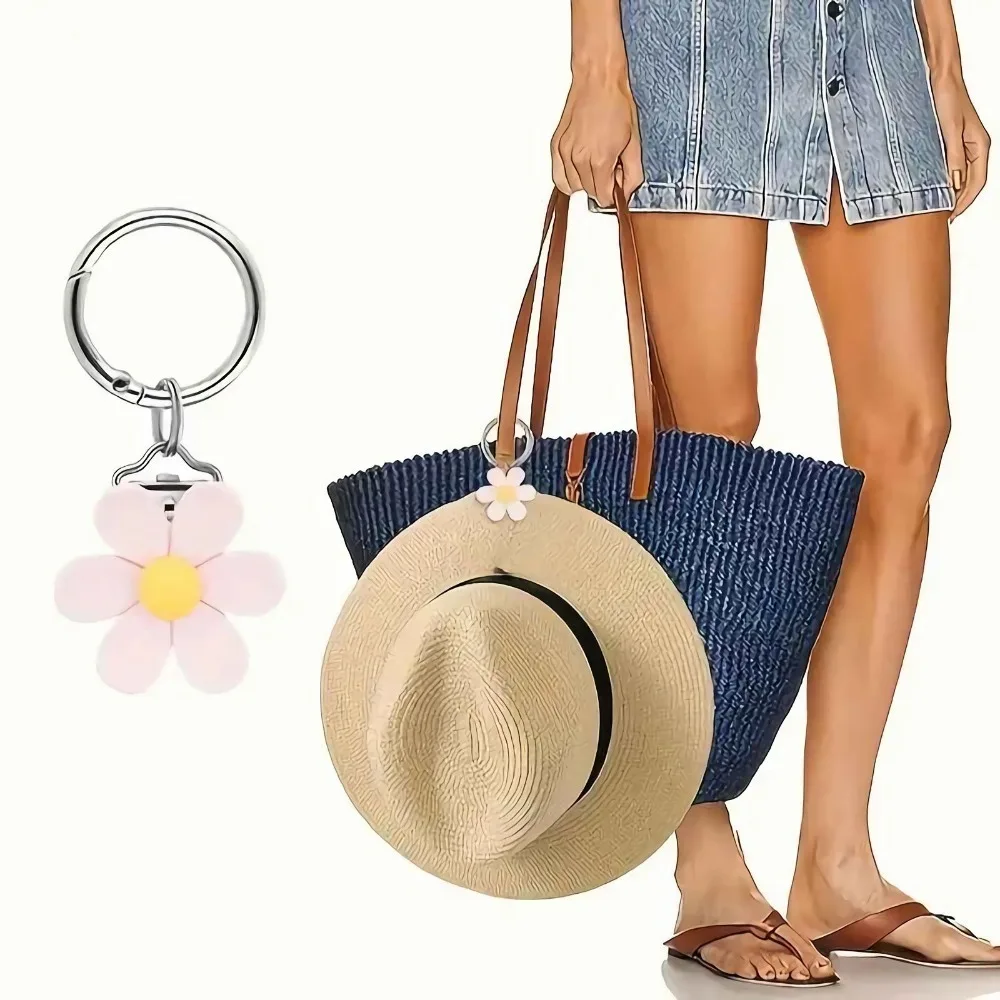 Bolsa colgante portátil con Clip para sombrero, soporte ligero con forma de flor, Clip para sombrero colgante a mano libre, viaje - imagen 2