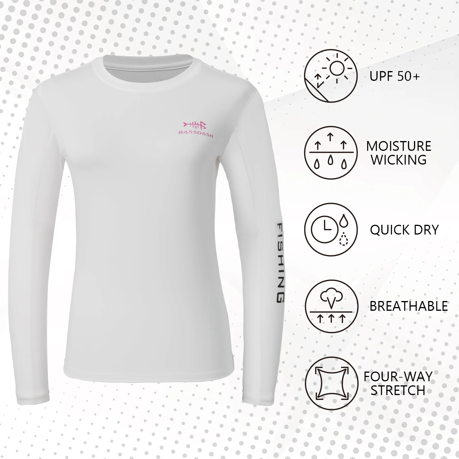 Bassdash-Camiseta de manga larga con protección solar para mujer, camisa de secado rápido, UPF 50 + UV, al aire libre para rendimiento, pesca, senderismo, kayak - imagen 4