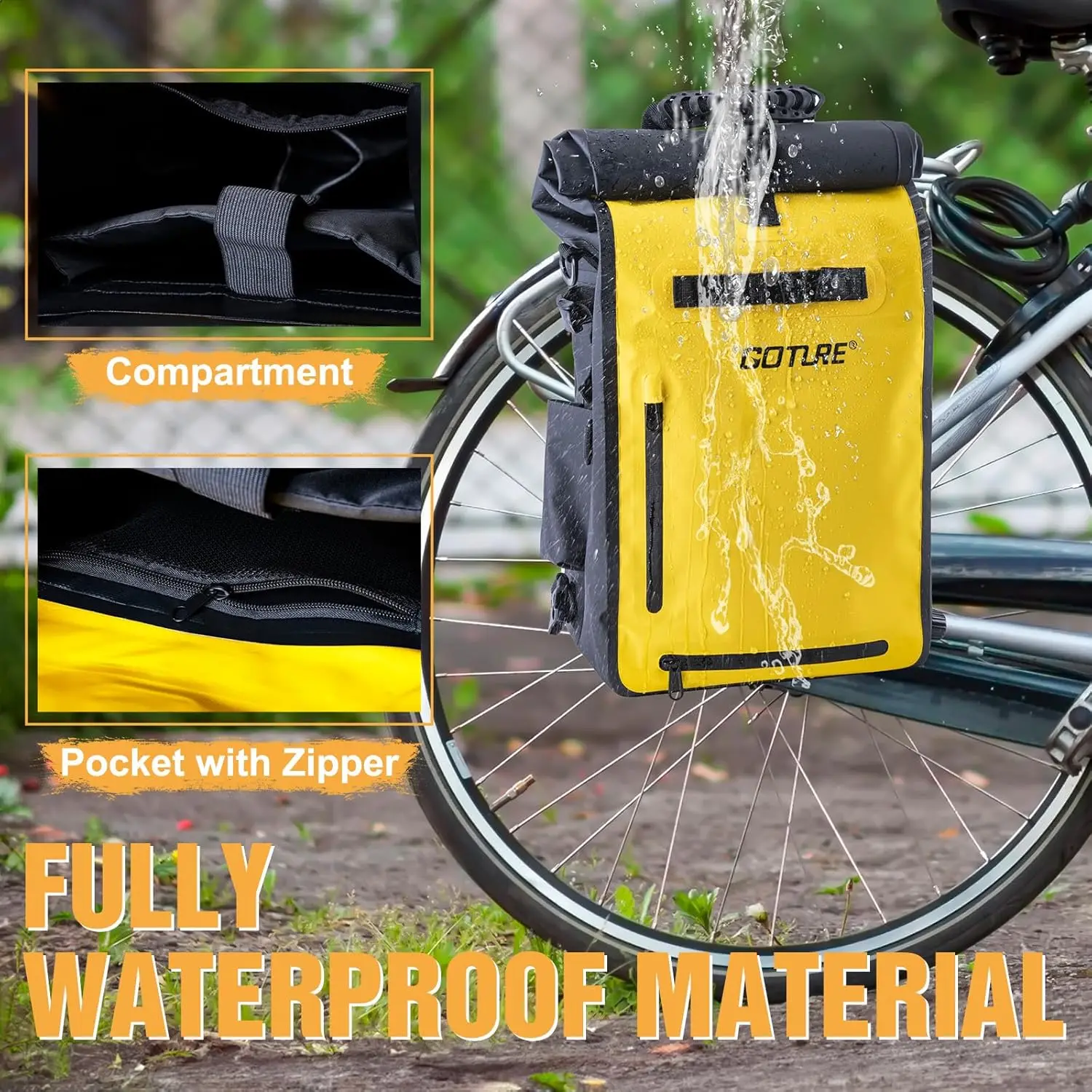 Goture-mochila para bicicleta, 25L, 500D, PVC, bolsa para aparejos de pesca con válvula de escape, impermeable, para bicicleta, pesca, canotaje, 3 colores - imagen 4