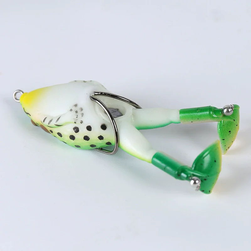 Señuelos de pesca de lubina de agua superior, rana suave, doble hélices, piernas, cebo de agua dulce para lubina, Lucio, cabeza de serpiente, 1 ud. - imagen 4