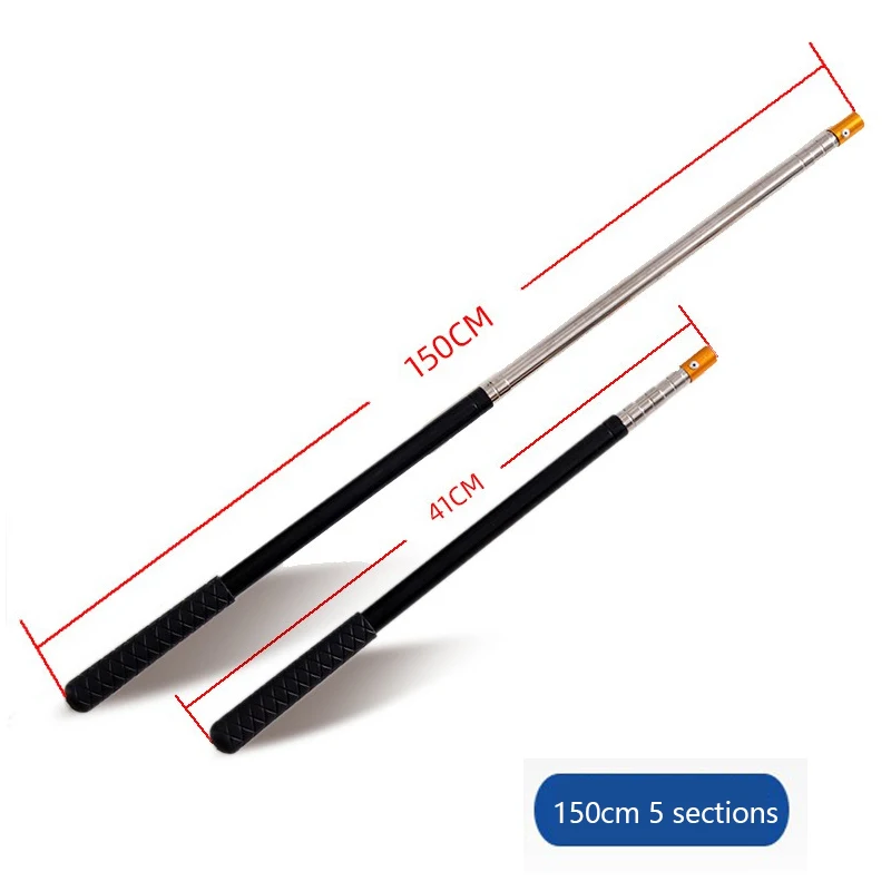 Caña de red de mano corta de acero inoxidable para tornillo de 8mm, caña voladora de pesca portátil telescópica - imagen 5