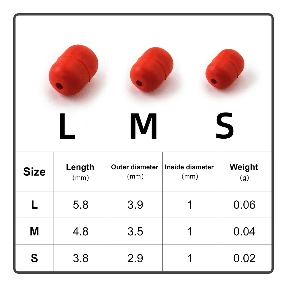 Lote de 100 unidades de bolas anticolisión, bloque de cuentas antienredos, amortiguador de goma de silicona, accesorios de pesca - imagen 3