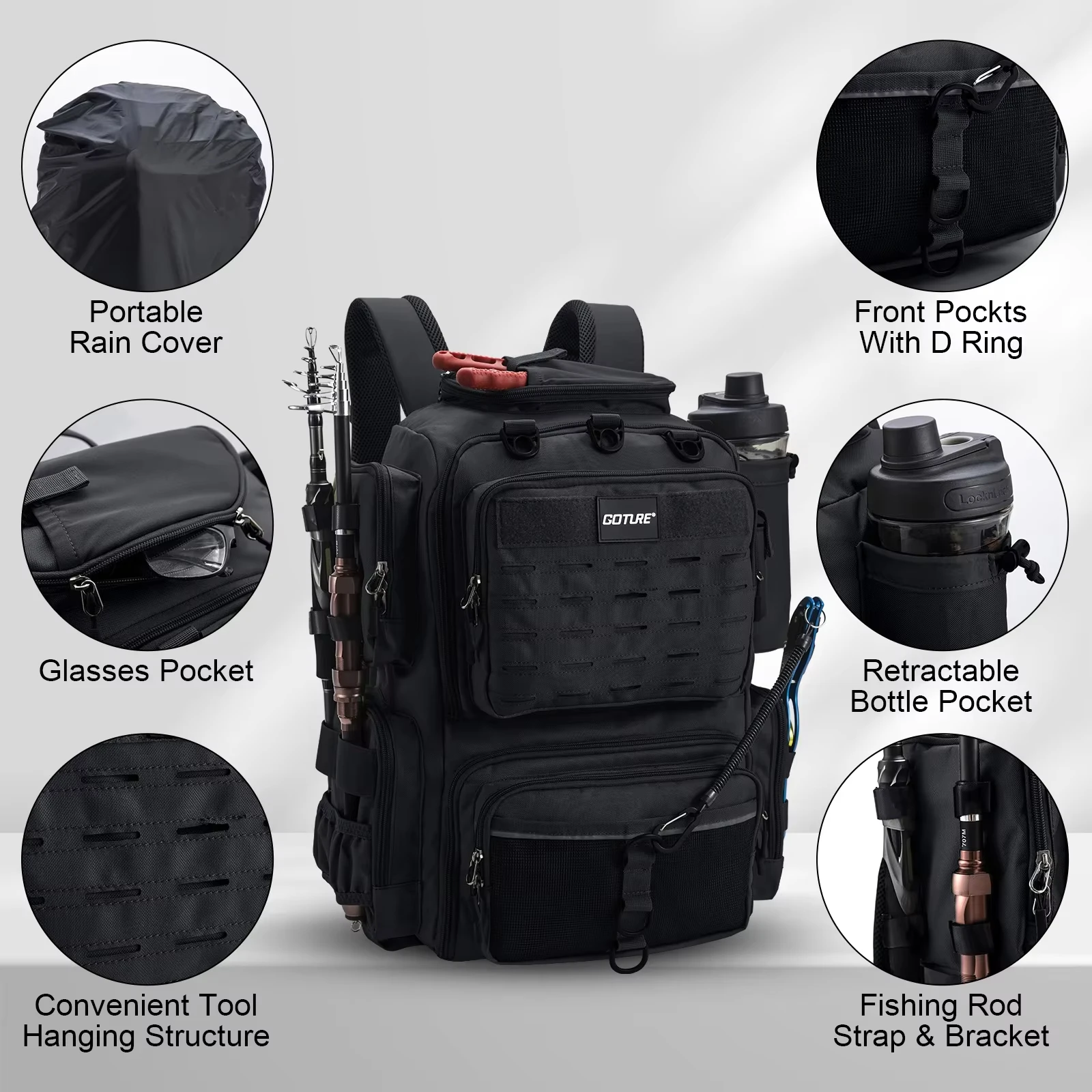 Mochila de pesca Goture 45L impermeable con 4 cajas de aparejos - imagen 5