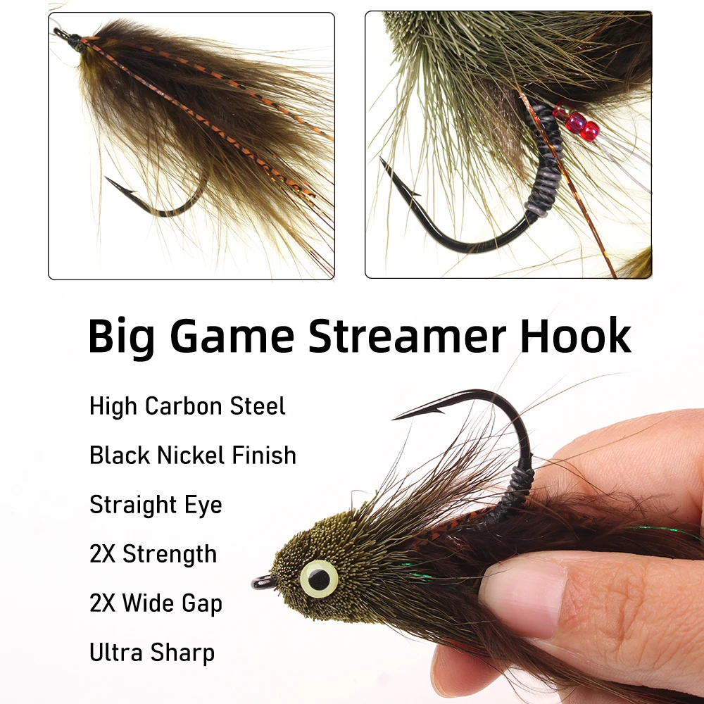 Wifreo, 2 uds., pesca con mosca, serpentinas de pelo de ciervo, juego grande articulado, cebo de pesca, señuelo para lubina, trucha grande, Lucio, Steelhead - imagen 3