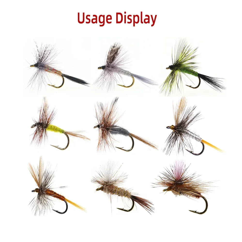 Wifreo-anzuelo de mosca de acero al carbono, anzuelo de mosca seca de caña larga para pesca con mosca, trucha, 800 piezas, tamaño mixto, 1X - imagen 5