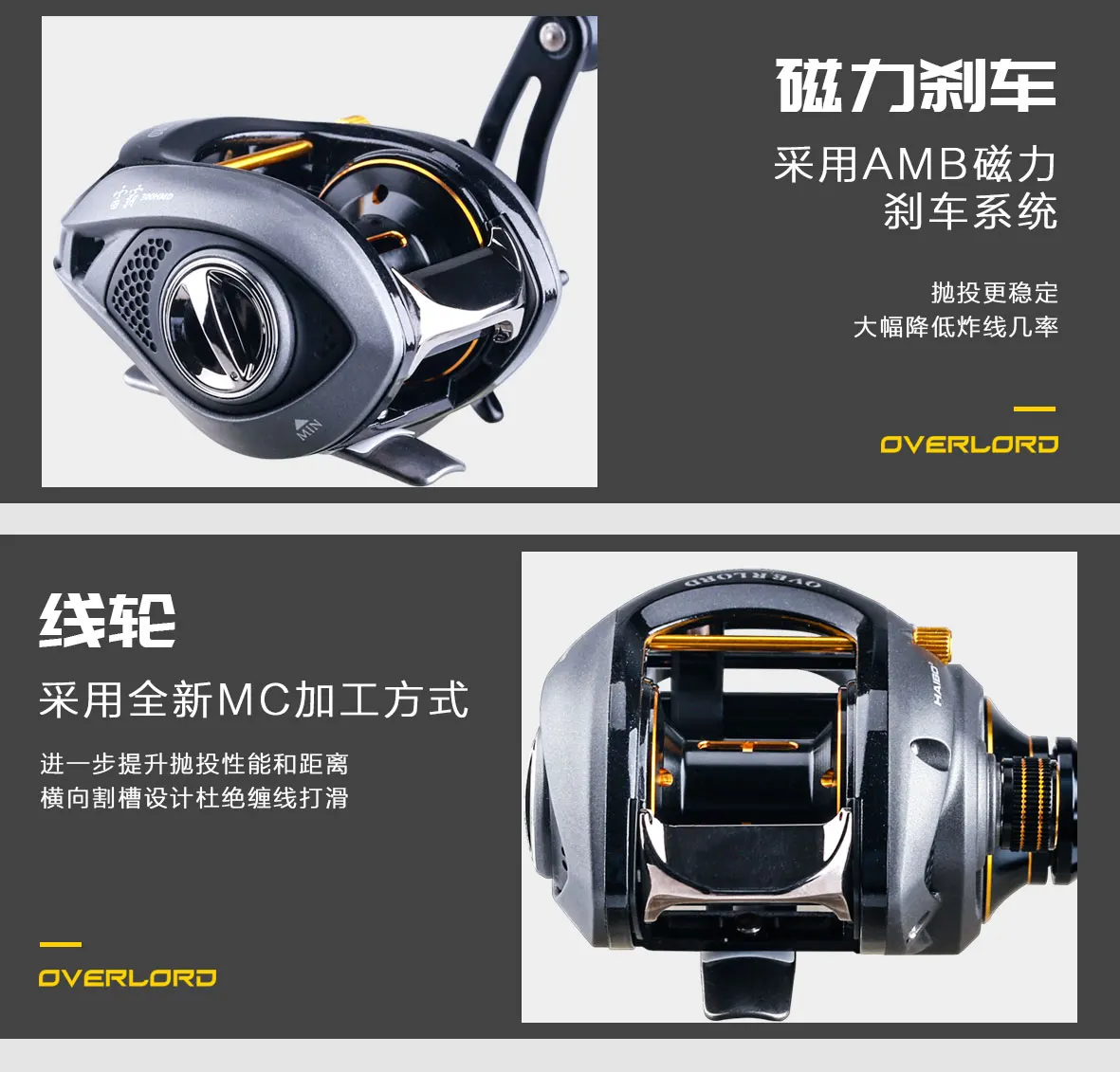 Experimentar precisión y rendimiento con el carrete de pesca de Overlord