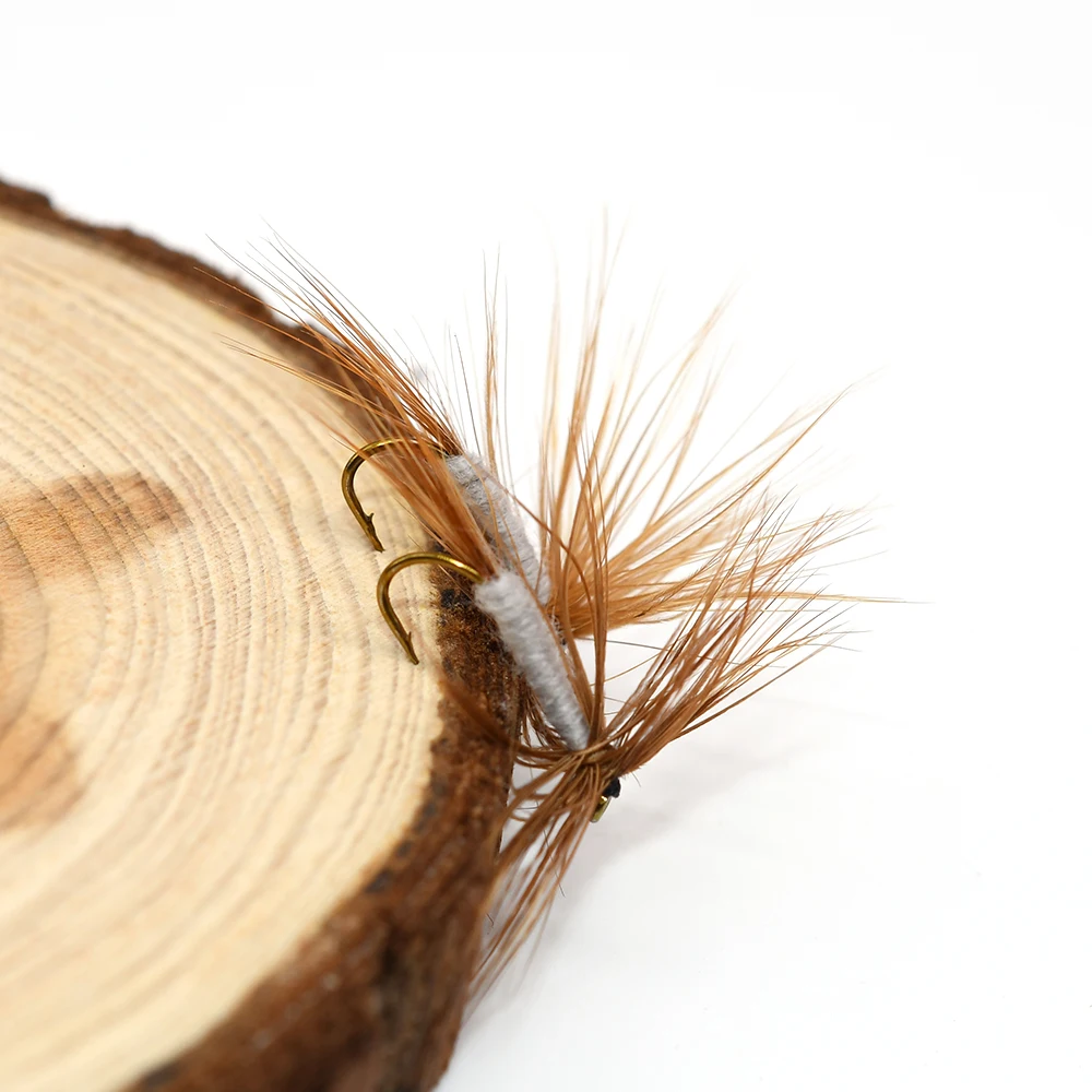 MNFT-señuelo de pesca de mosca seca clásica, cebo de trucha Mayflies, accesorios de pesca de mosca seca, imitación de barba marrón, Cuerpo gris, 10 #, 10 piezas - imagen 5