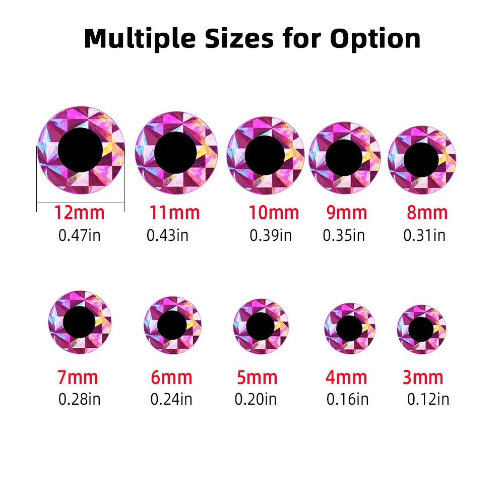 Wifreo 200 Uds 2D ojos de pez planos holográficos Material de atado de moscas para señuelos de plantilla Crankbaits serpentinas Baitfish señuelo de pesca de trucha - imagen 5