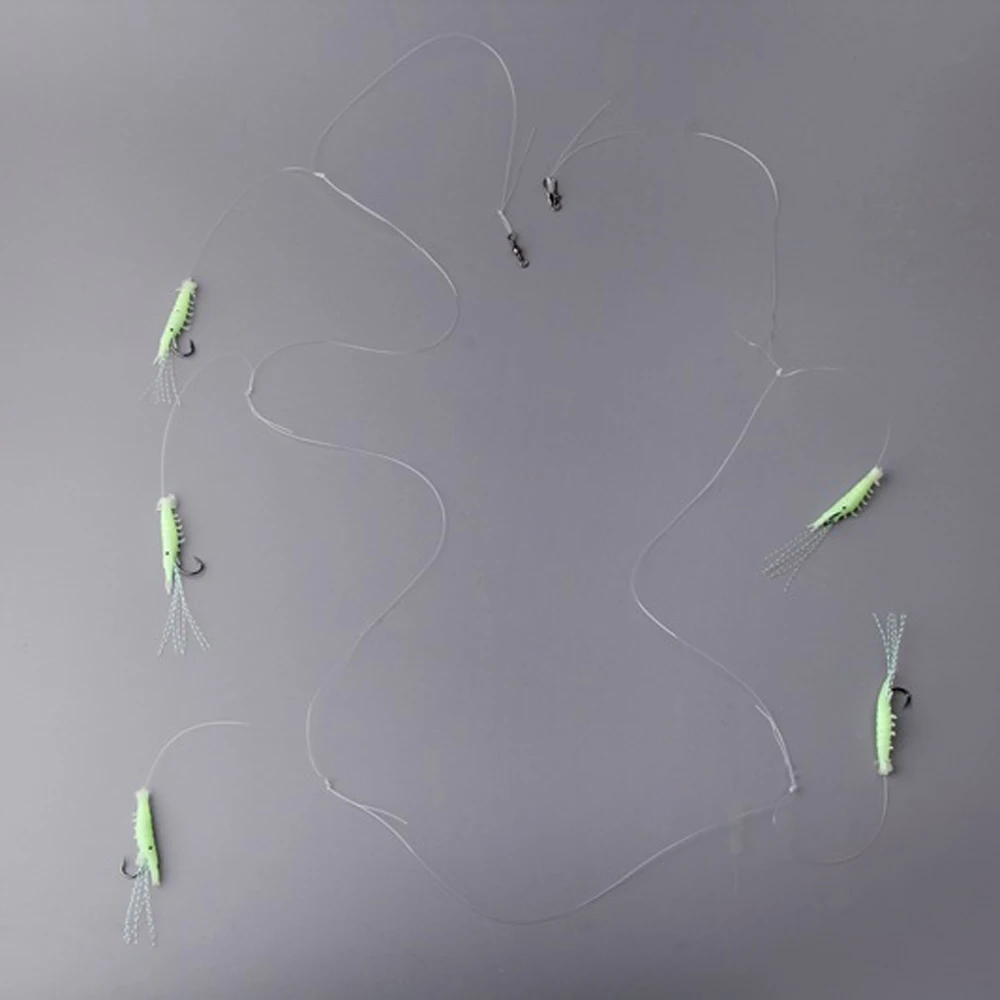 DNDYUJU-señuelo de pesca que brilla en la oscuridad, cebo luminoso de Camarón, señuelo de gusano suave, señuelos falsos, 5 bolsas - imagen 2