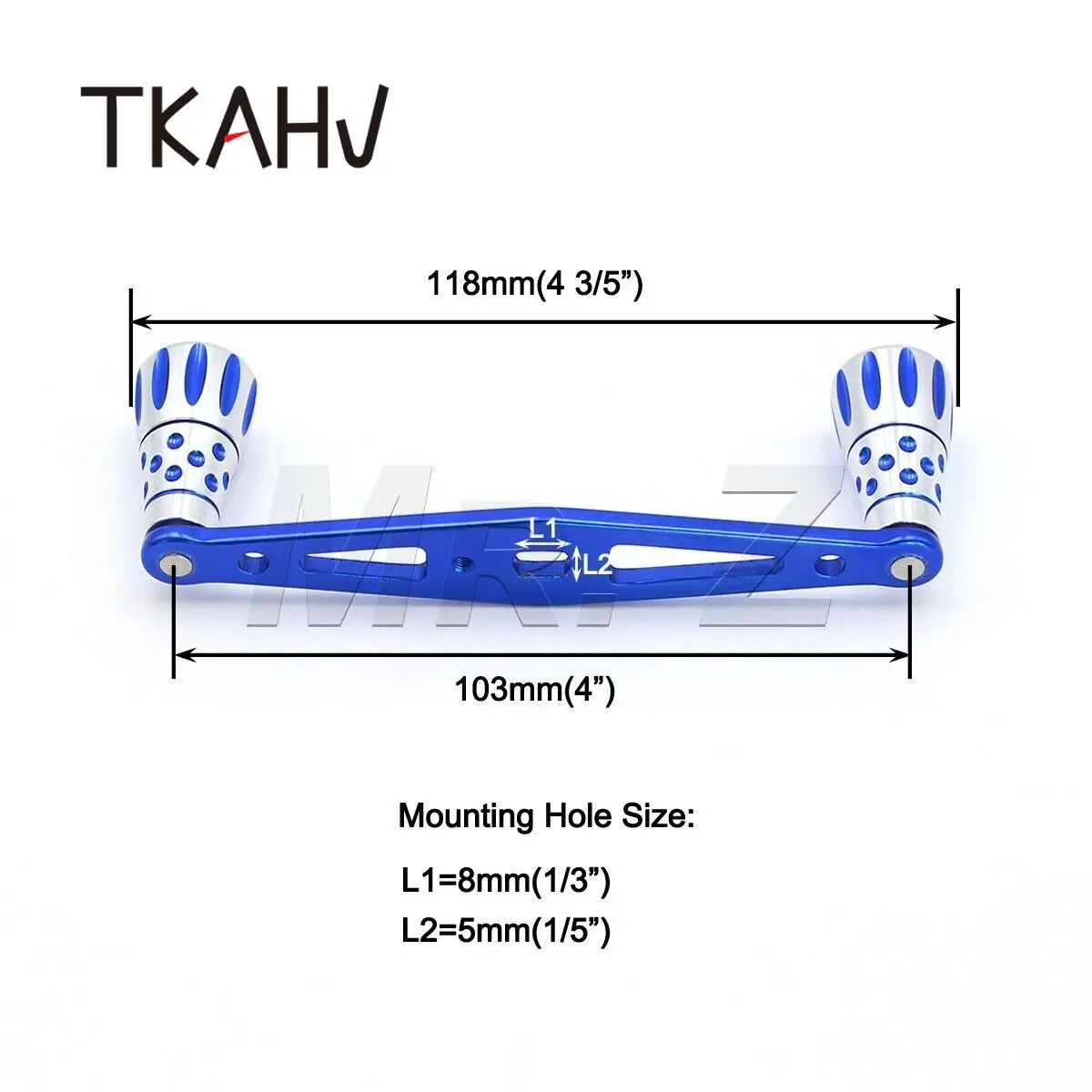 TKAHV-carrete de pesca Baitcasting de 103mm, mango de cebo para Abu Max Daiwa Shimano plateado y perillas mecanizadas CNC azules, perfil bajo - imagen 3