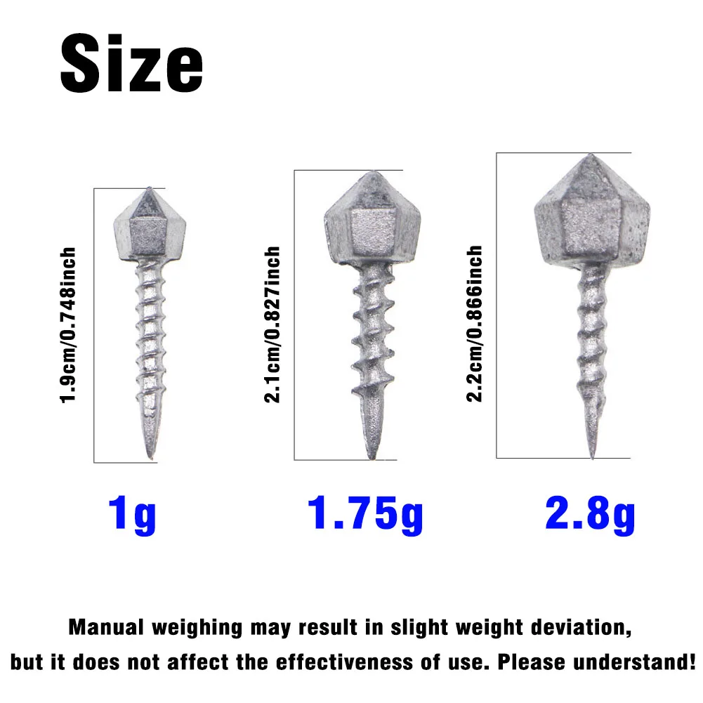 12 Uds. Plomo de tornillo para gusanos blandos pesas de pesca plomo 1g/1,75g/2,8g para agua dulce y salada - imagen 4