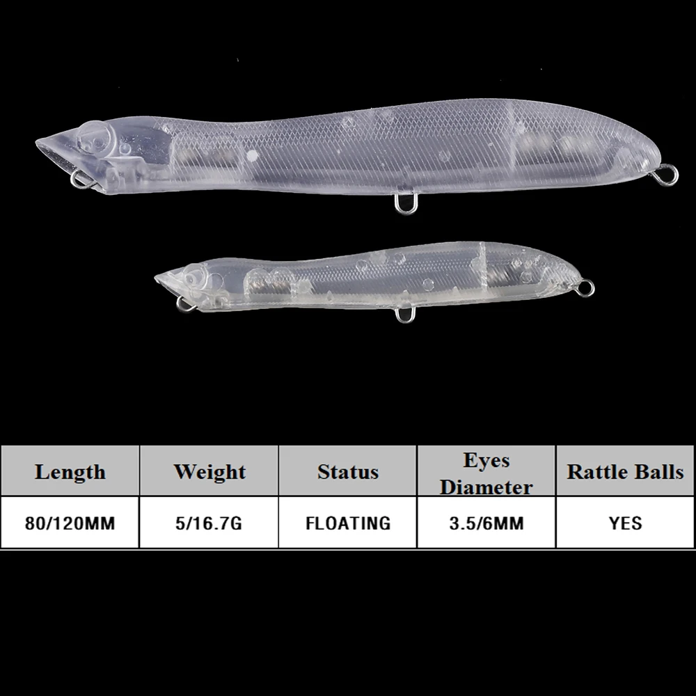 Chan'sHuang-Señuelos de Pesca artificiales, cebo en blanco sin pintar, sonajeros de superficie, serpiente Popper, perro que camina, bricolaje, hecho a mano, 20 piezas - imagen 2