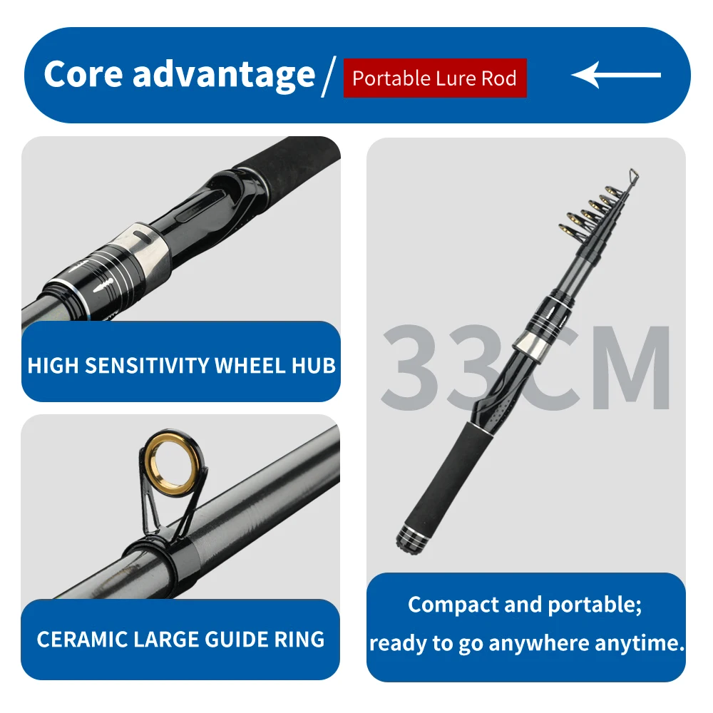 Mini caña de pescar telescópica de 1,5-2,4 m, caña de pescar de carbono súper dura para río y lago, caña de pescar portátil para mar, buenos accesorios - imagen 3