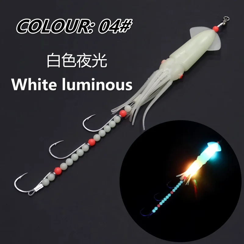 NUNATAK-cebo de calamar luminiscente electrónico, señuelo de cola de pelo, anzuelos de cuerda de calamar, barco, señuelo de pesca de mar, cebo de pesca brillante, BAITS de TUNA - imagen 5