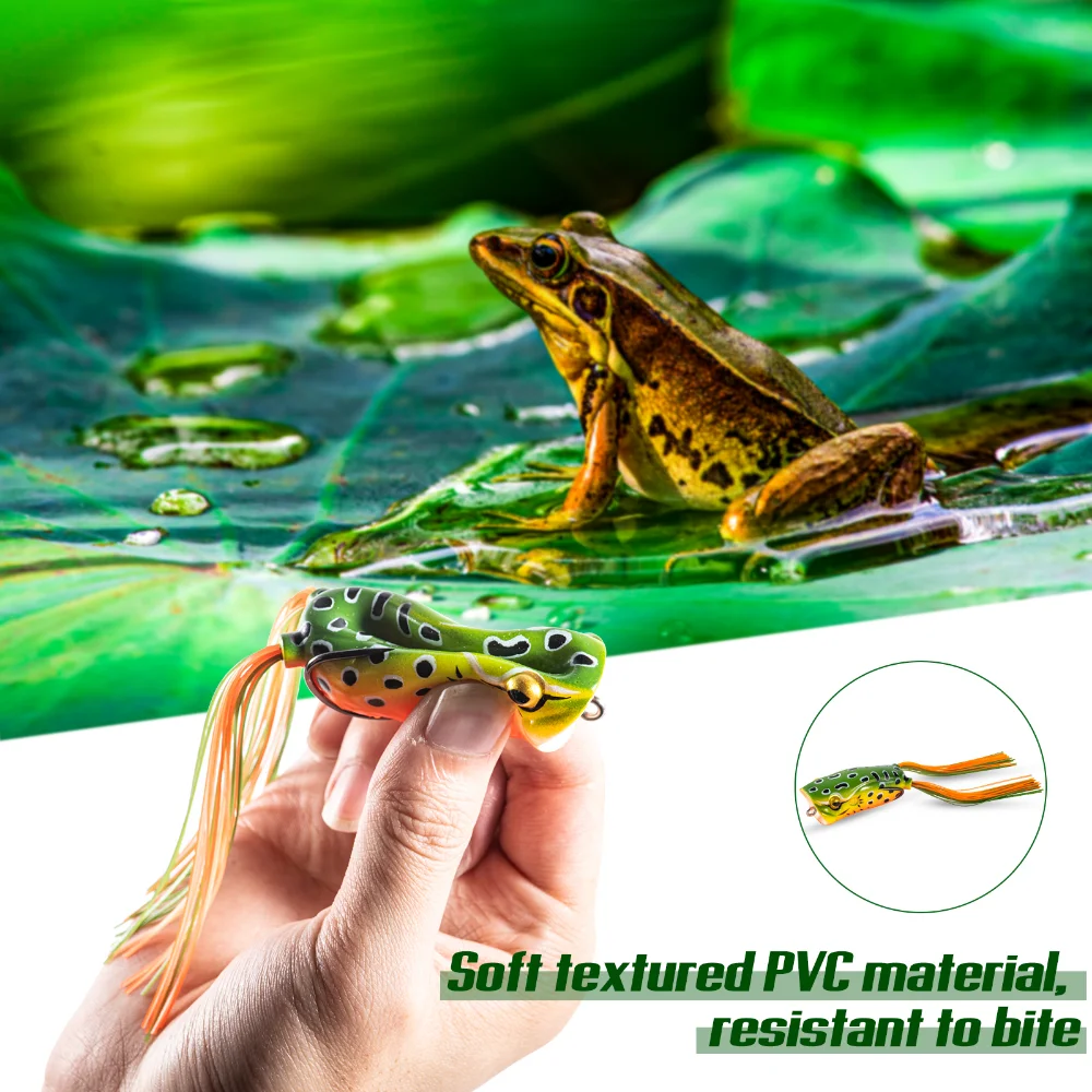 Goture-señuelo de pesca Topwater para lubina, calidad Premium, tipo RANA, Kit de señuelos blandos para pesca en agua salada y dulce, 6cm/16g, 10/15 piezas - imagen 4