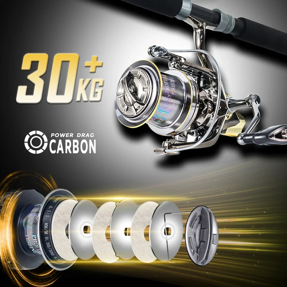 Marca MBLN, aleación completa al 90%, estructura de soporte de doble eje, carrete de pesca giratorio, arrastre máximo de 30KG, 10 + 1 rodamientos, agua salada para Surf marino - imagen 4