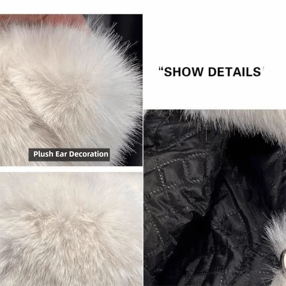 New Thickened Winter Hats for Women Keep Warm Imitation Fox Fur Furry Trapper Hat with Cute Tail Windproof Bomber Hat Winter - imagen 3