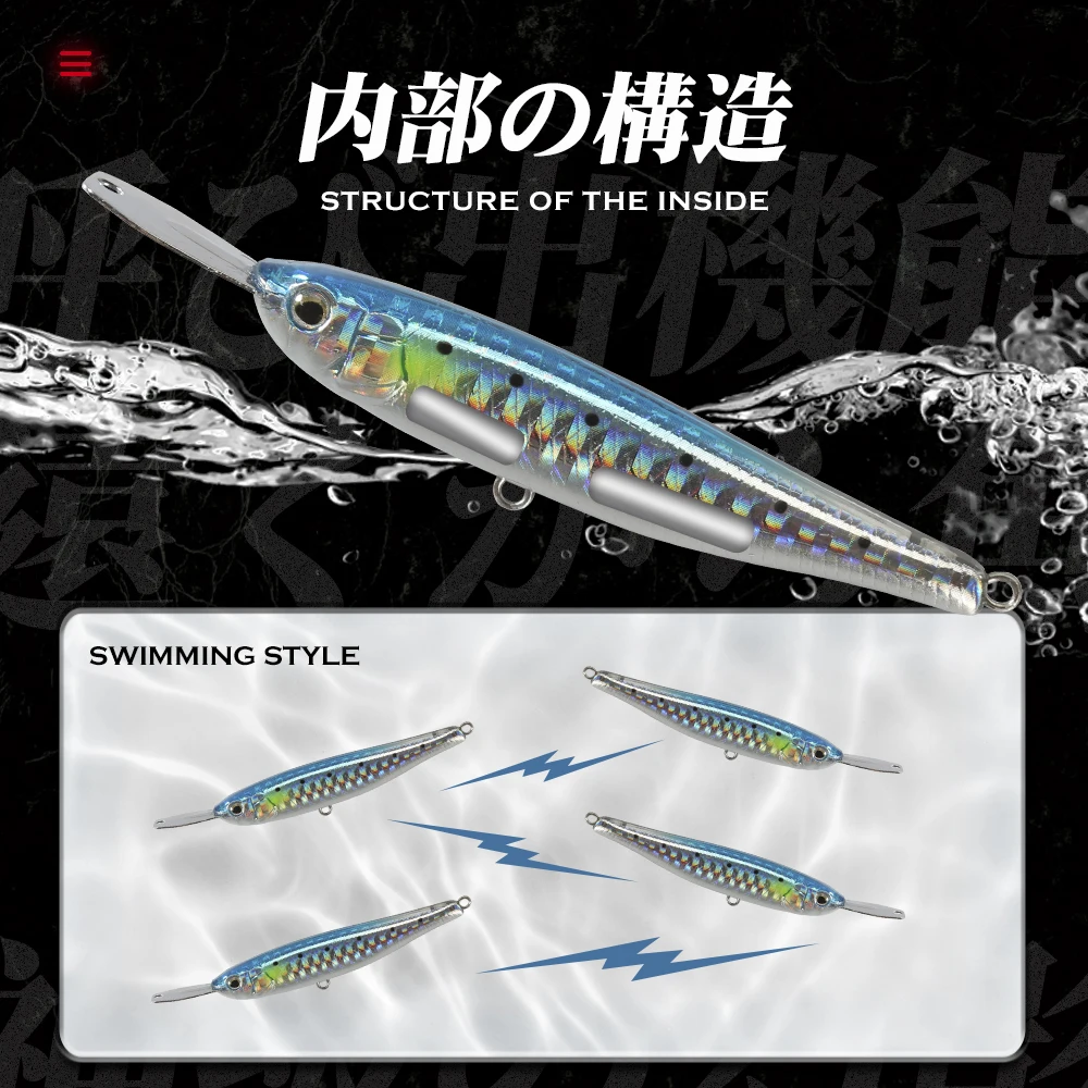 Hunthouse-señuelo de lápiz duro para pesca, cebo de Metal silencioso para lubina y trucha, 40/70mm, 5,6/8,2g, LW520 - imagen 3