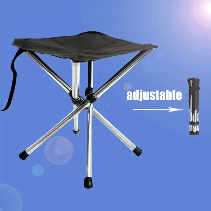 Taburete plegable telescópico para exteriores, silla de pesca de acero inoxidable, portátil, para acampar, con bolsa de almacenamiento, equipo al aire libre - imagen 4