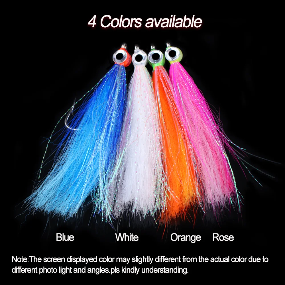 LIONRIVER-señuelo de Pesca para agua salada, Streamer Fly Flash, oropel, fibras sintéticas, pececillo, pez hueso, lubina, trucha, Steelhead - imagen 4