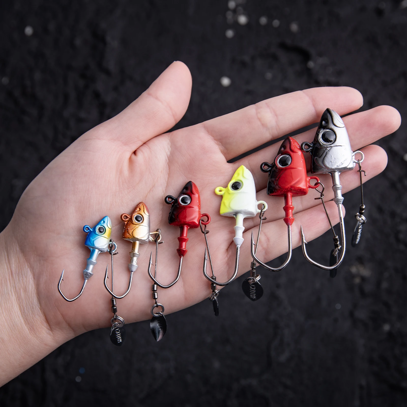 Goture 1/doos 7-32g Lood Jig Vishaken met Spinner blade Worm Jig Hoofd haak 3D Vis ogen Snoekbaarzen Bass Jigs Aas Rig Visgerei - imagen 4