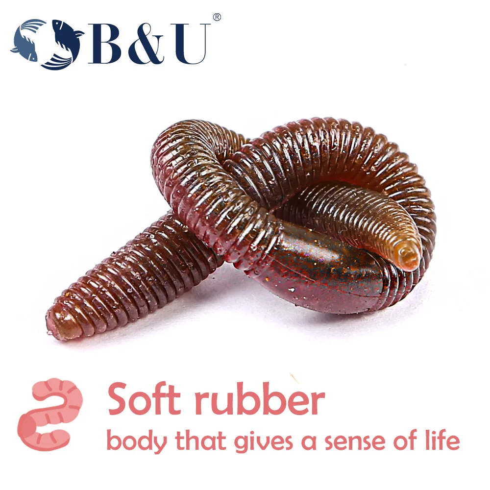 B & U 6 uds 15cm realista olor a pescado señuelos blandos rojos simulación de lombriz gusanos rojos Señuelos de pesca artificiales gusano Senko cebo suave - imagen 4