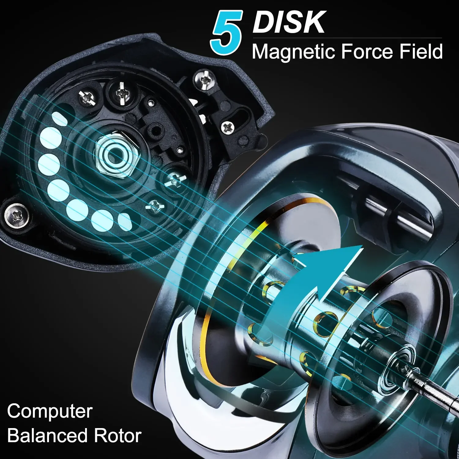 Sougayilang-carrete de pesca Baitcasting, sistema de freno magnético, arrastre máximo de 8KG, alta velocidad 7,0: 1, 11 + 1BB - imagen 4