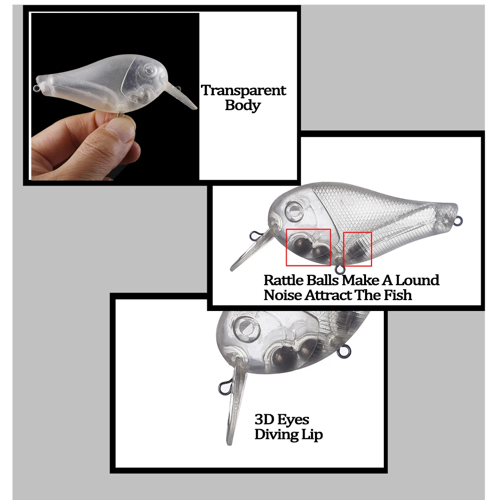 Chan'sHuang, 10 Uds., cebo en blanco sin pintar, 9,5 m, 22,7g, sonajeros de buceo medianos con forma de pájaro, Crankbait flotante, señuelo de pesca hecho a mano DIY - imagen 4
