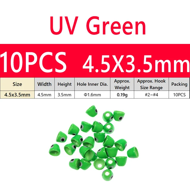 10PC 4.5x3.5mm Green