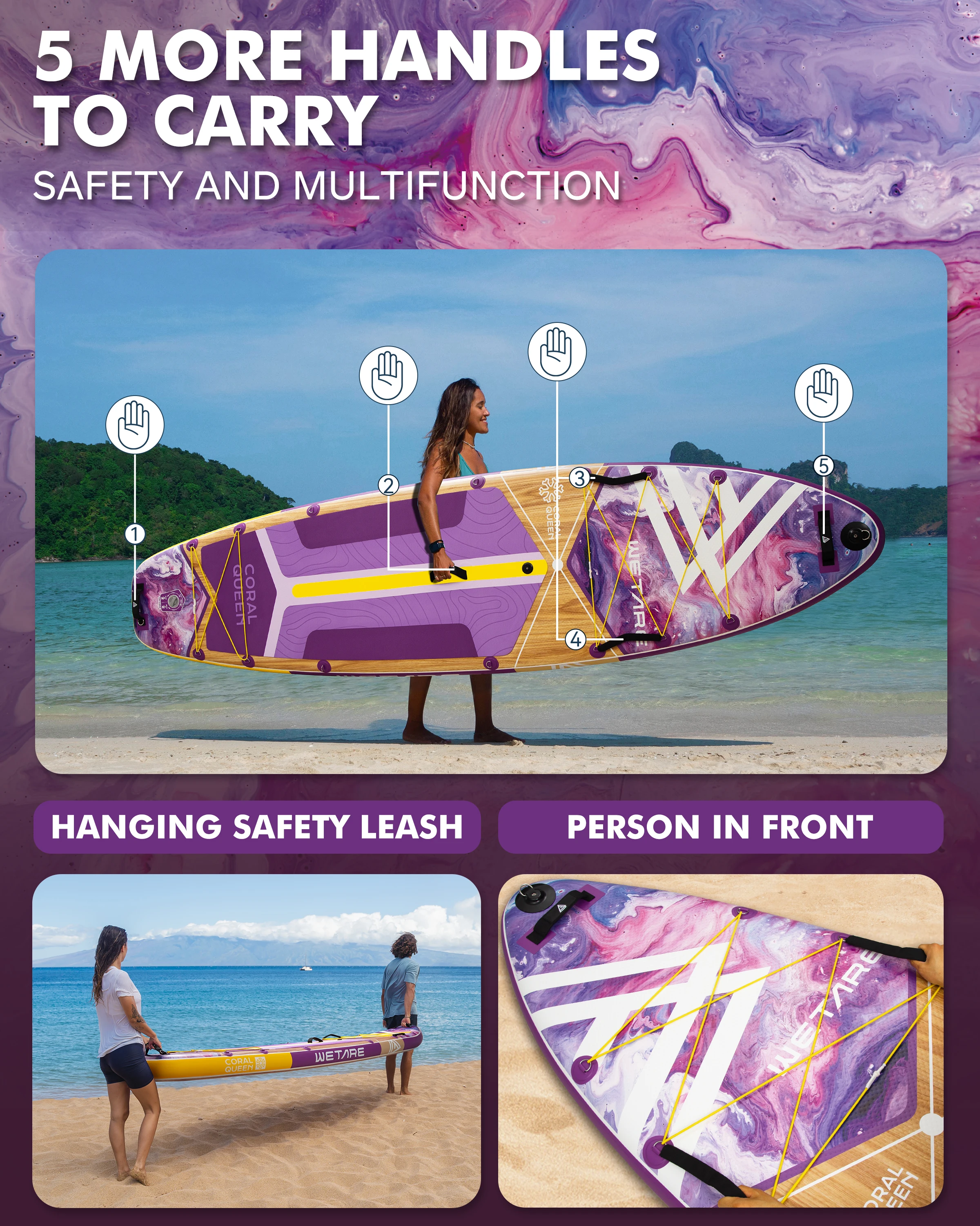 Tabla de Paddle inflable Extra ancha impermeable Myboat WETARE 11'6 ''x 35'' x 6'' pesca acuática de estilo de pie para adultos con accesorios - imagen 4