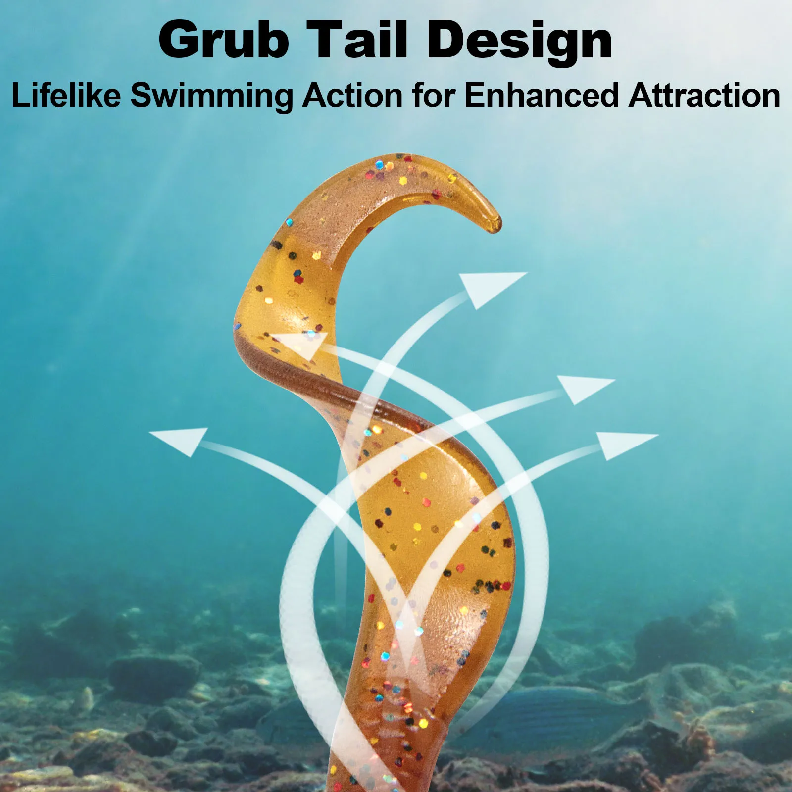 Señuelos de pesca larva, 8 Uds., Swimbaits blandos, gusano, lubina, sábalo, señuelos de pececillo, plástico suave para trucha, Walleye, agua salada, agua dulce - imagen 5