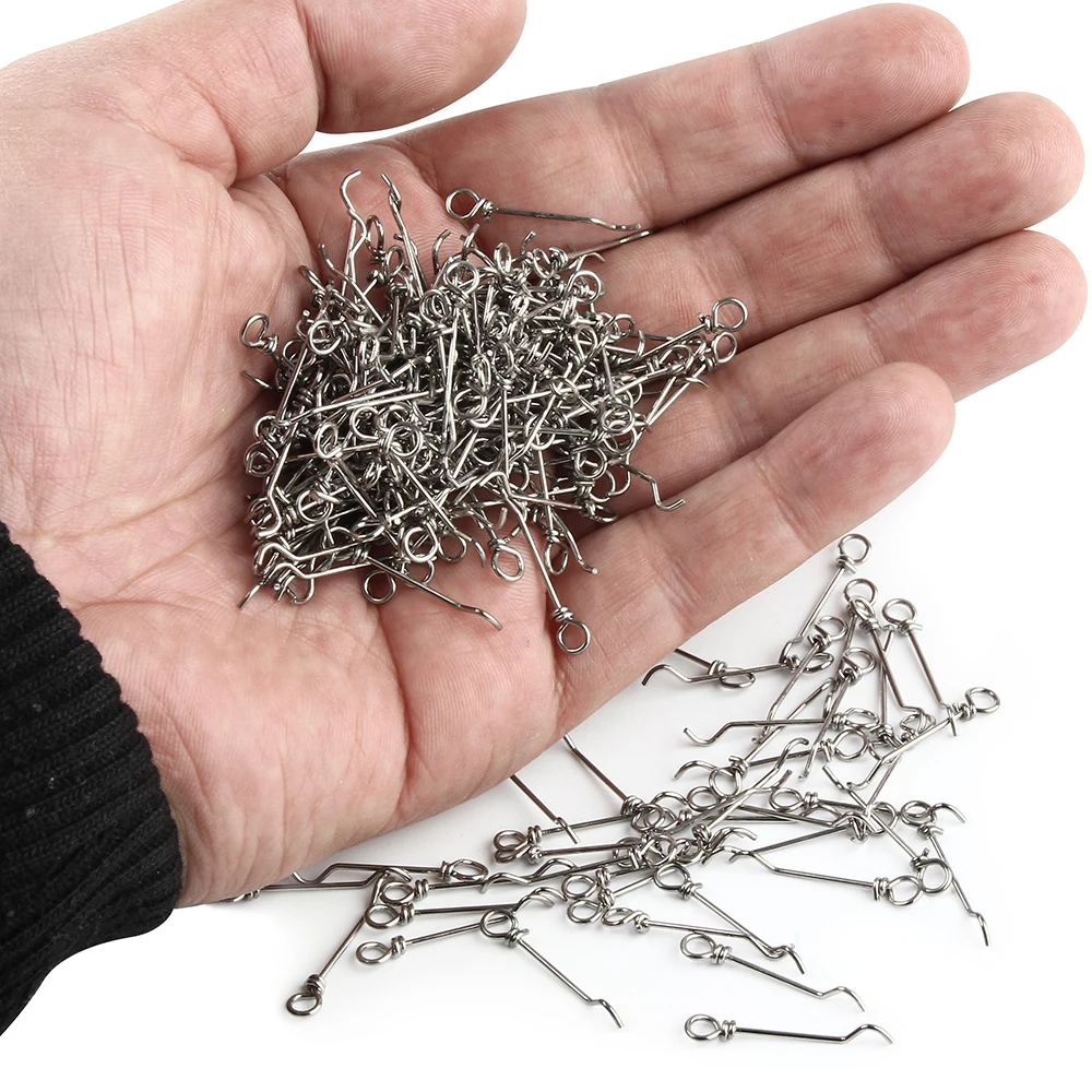 Spinpoler 100 Uds. Pasadores de conexión de punta de Pesca aguja suave Swimbait alambre de acero 25mm Pin doblado accesorios de bloqueo fijo herramientas Pesca - imagen 4