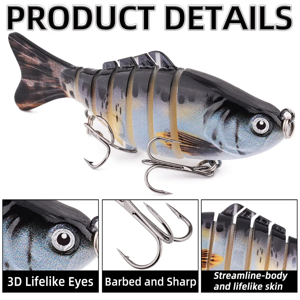 Señuelo de pesca articulado de múltiples secciones, 5 uds., 10cm, 15g, Wobbler, Crankbait, cebo duro Artificial, Swimbait, aparejos de pesca de carpa Trolling - imagen 5