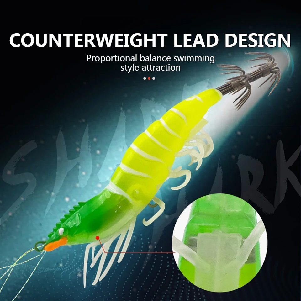 WALK FISH-señuelo tipo Gamba, 105mm, 11,3g, plantilla de calamar, luminoso, Horizontal, hundimiento lento, madera, camarones, pulpo, pesca de sepia - imagen 4