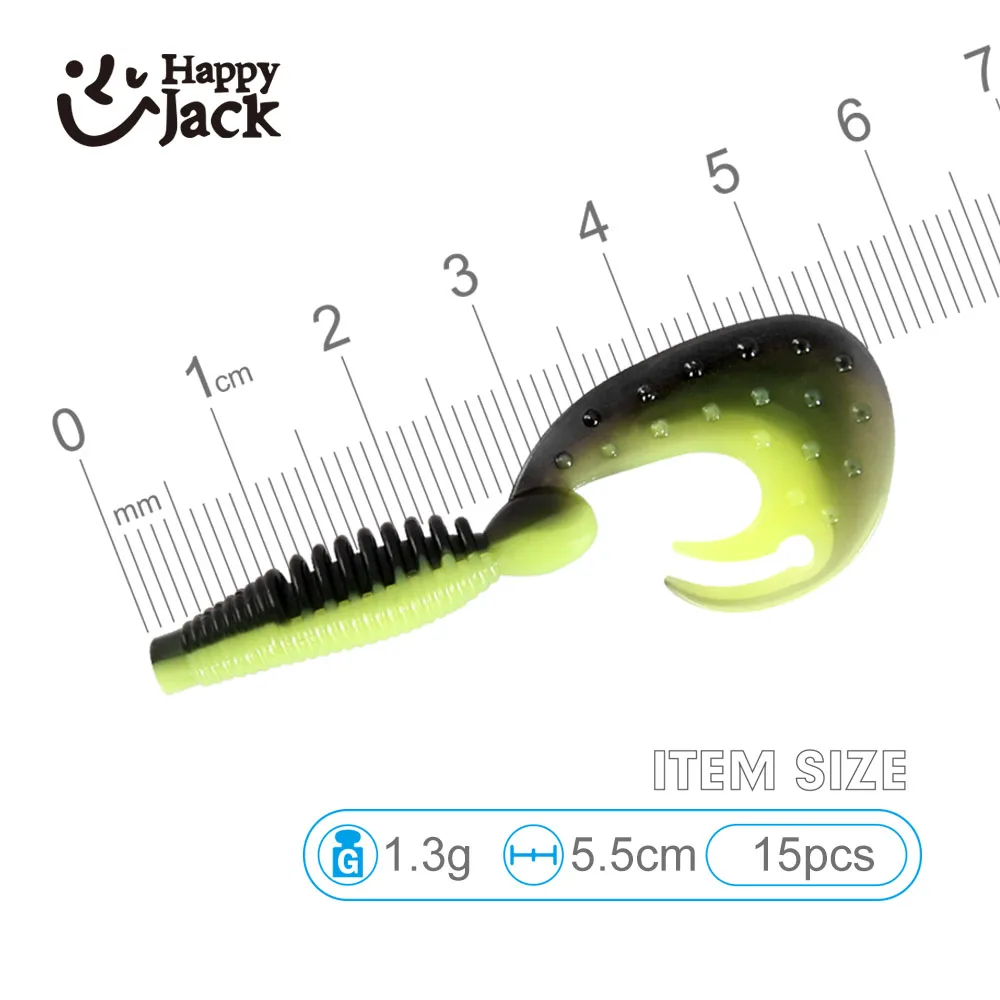 HappyJack nuevo 15pcs5.5cm más vendidos Señuelos de Pesca Pesca de carpa cuerpo rizado Artificial cebo suave señuelo de lubina Isca - imagen 4