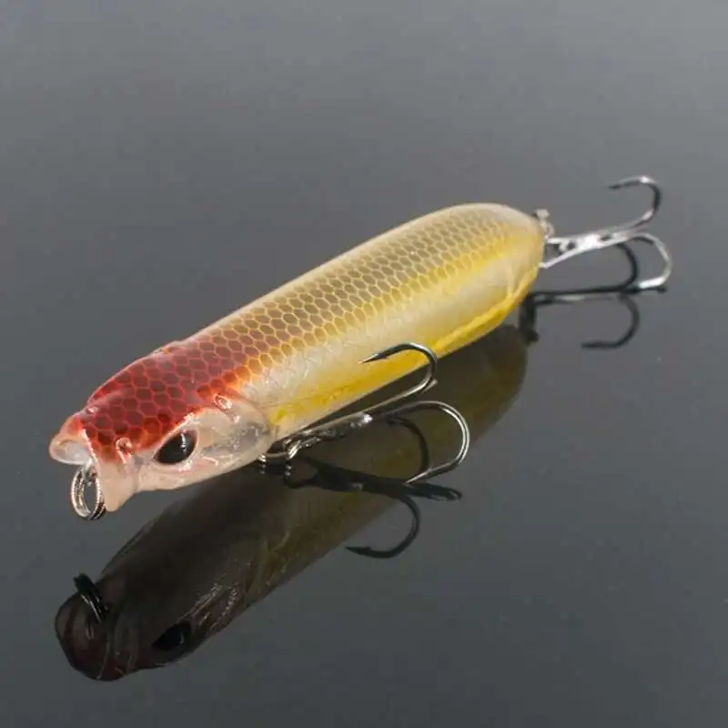 1pc Fishing Lure Lifelike Floating Pencil Bait Bionic Fishlures With Sharp Barbed Treble Hooks For Bass Perch Black Fish Fishing - imagen 4