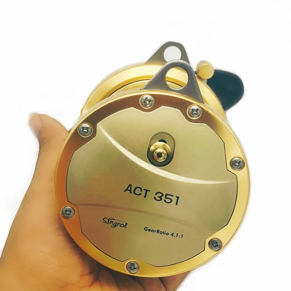 Carrete de pesca grande para agua salada, bobina de Metal dorada, suministros de pesca en el océano, carretes de Jigging profesionales para curricán - imagen 3