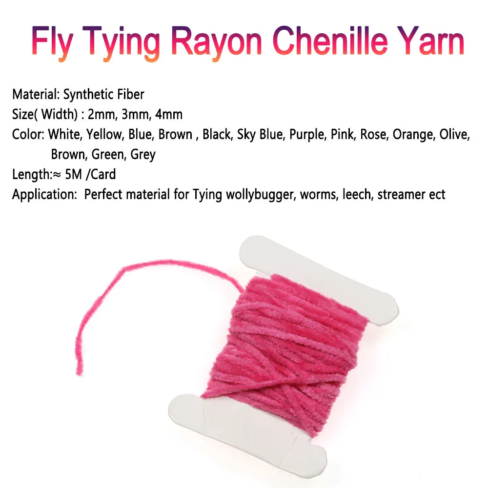 Bimoo, 2 tarjetas, 2mm, 3mm, 4mm de ancho, hilo de chenilla de rayón, Bugger lanudo, ninfa, sanguijuela, Streamer, cuerpo, atado de moscas, Material, Señuelos de pesca de trucha - imagen 2