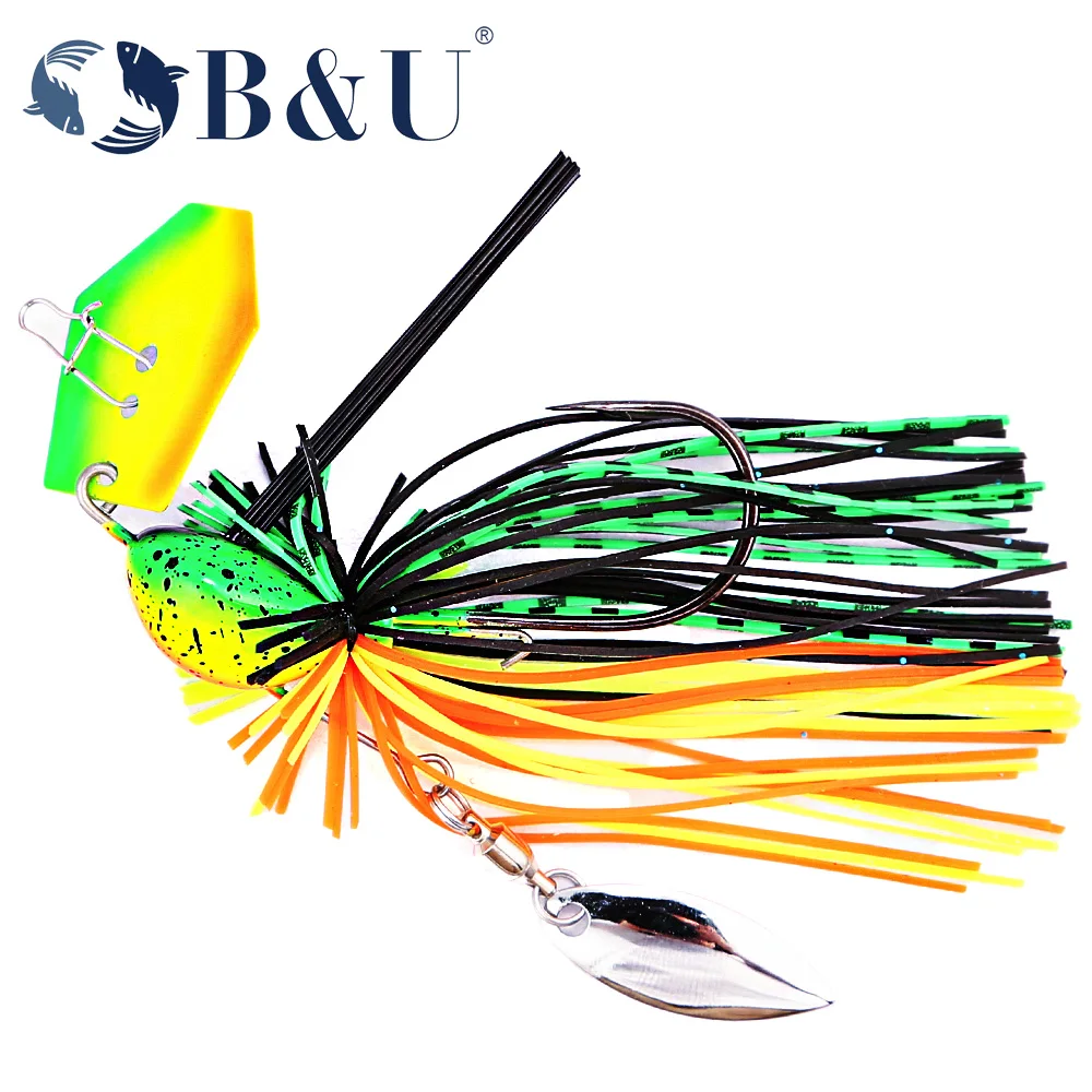 B & U Chatterbait 10,5g 14g plantilla de hoja aguja Spinner Stinger gancho alambre de vibración cebo eléctrico Lucio Bass Jig señuelo de pesca