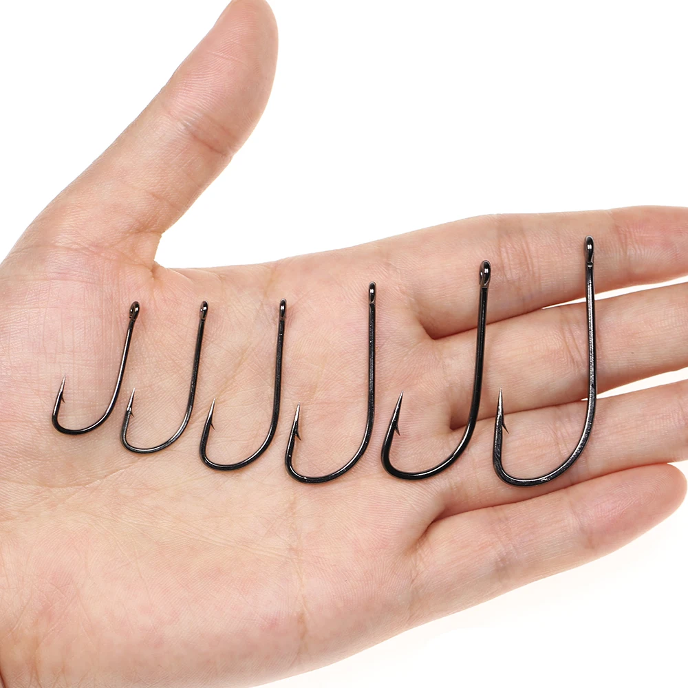 ICERIO-anzuelos de níquel negro de 100 piezas, aparejo forjado, serpentinas de pelo, bichos, gancho de atado de moscas, 2X - imagen 5
