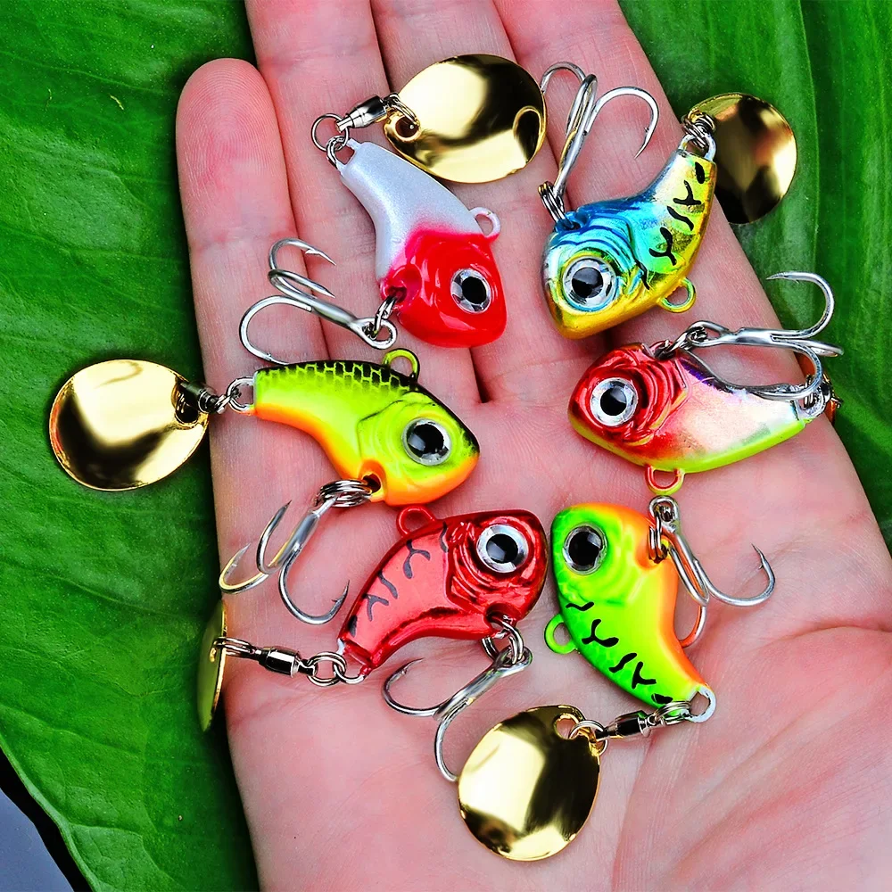 Señuelo de Pesca VIB de Metal, Spinner vibratorio que se hunde, cuchara giratoria, Pin Wobblers, cebo de lentejuelas Crankbait, aparejos de Pesca artificiales, 1 ud. - imagen 2