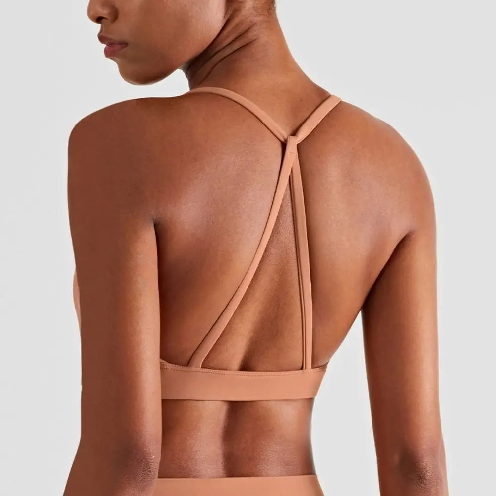 Top corto de Fitness, Sujetador deportivo de belleza en la espalda, ropa interior ajustada antiflacidez para Yoga, sujetador de entrenamiento transpirable a prueba de golpes para Fitness y correr - imagen 2