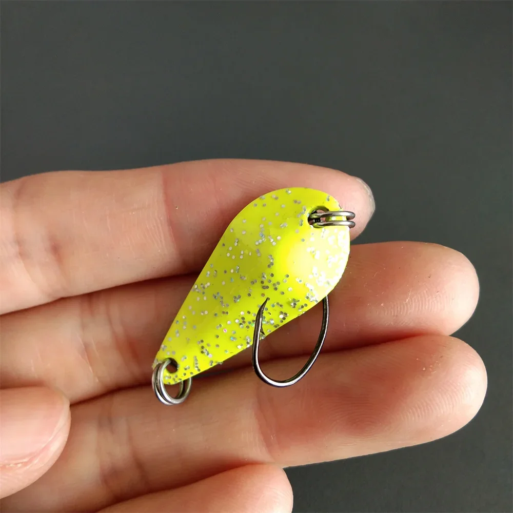 5 uds 3cm 2,9g señuelo para trucha Metal latón cobre colorido pesca Mini cuchara cebo señuelo de pesca de Metal para trucha Chub perca salmón - imagen 5