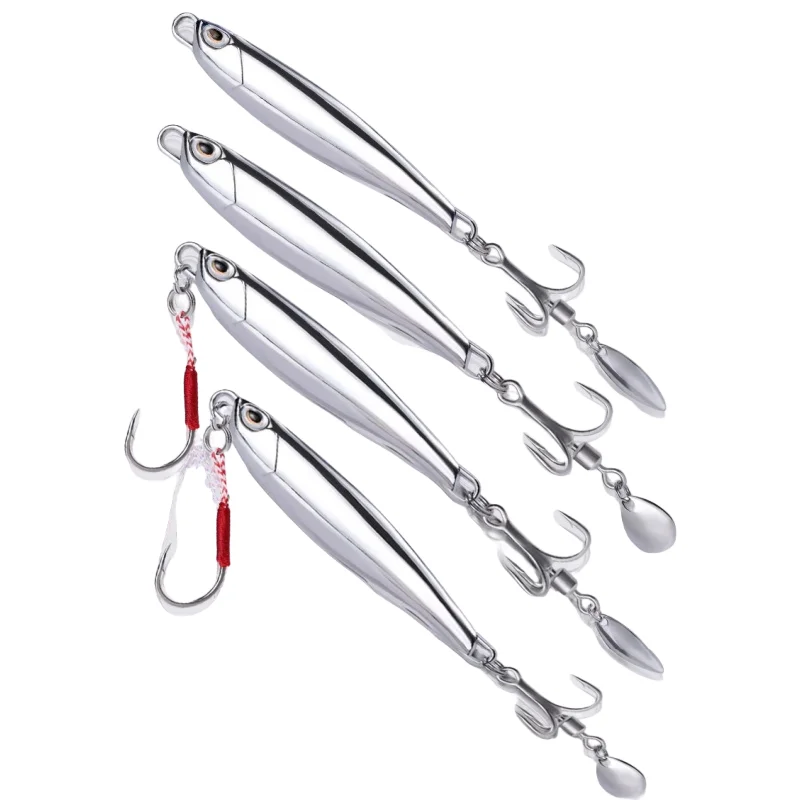 Cebo de placa de hierro galvanizado Jigging con ganchos, cuchara de aleación de Zinc, 7g, 10g, 15g, 20g, 25g, 30g, 40g, cebo giratorio de fundición de Metal - imagen 5