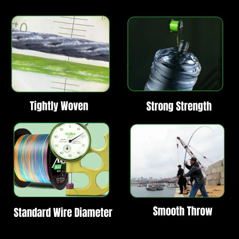 Línea de pesca trenzada mejorada PE X12, 1000M, 300M, 500M, alambre multifilamento de PE, súper fuerte, resistente al desgaste para pesca de carpa - imagen 5